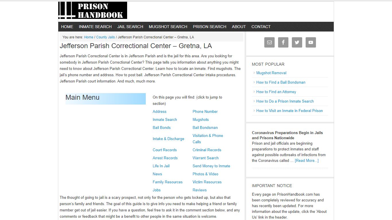 Jefferson Parish Correctional Center – Gretna, LA